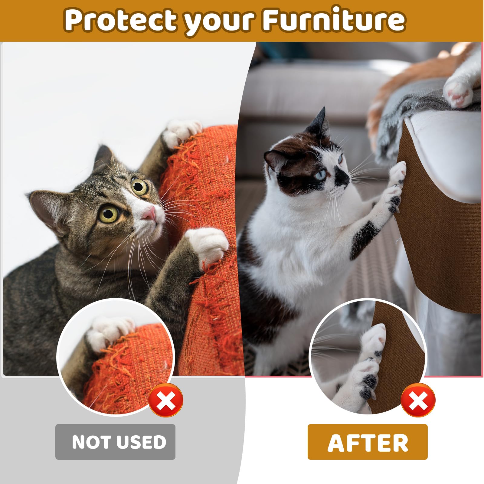 Alophoty Cat Scratching Mat Self-Adhesive, 118''X15.8'' Trimmable Cat Scratch Furniture Protector, Durable Cat Scratch Pad For C